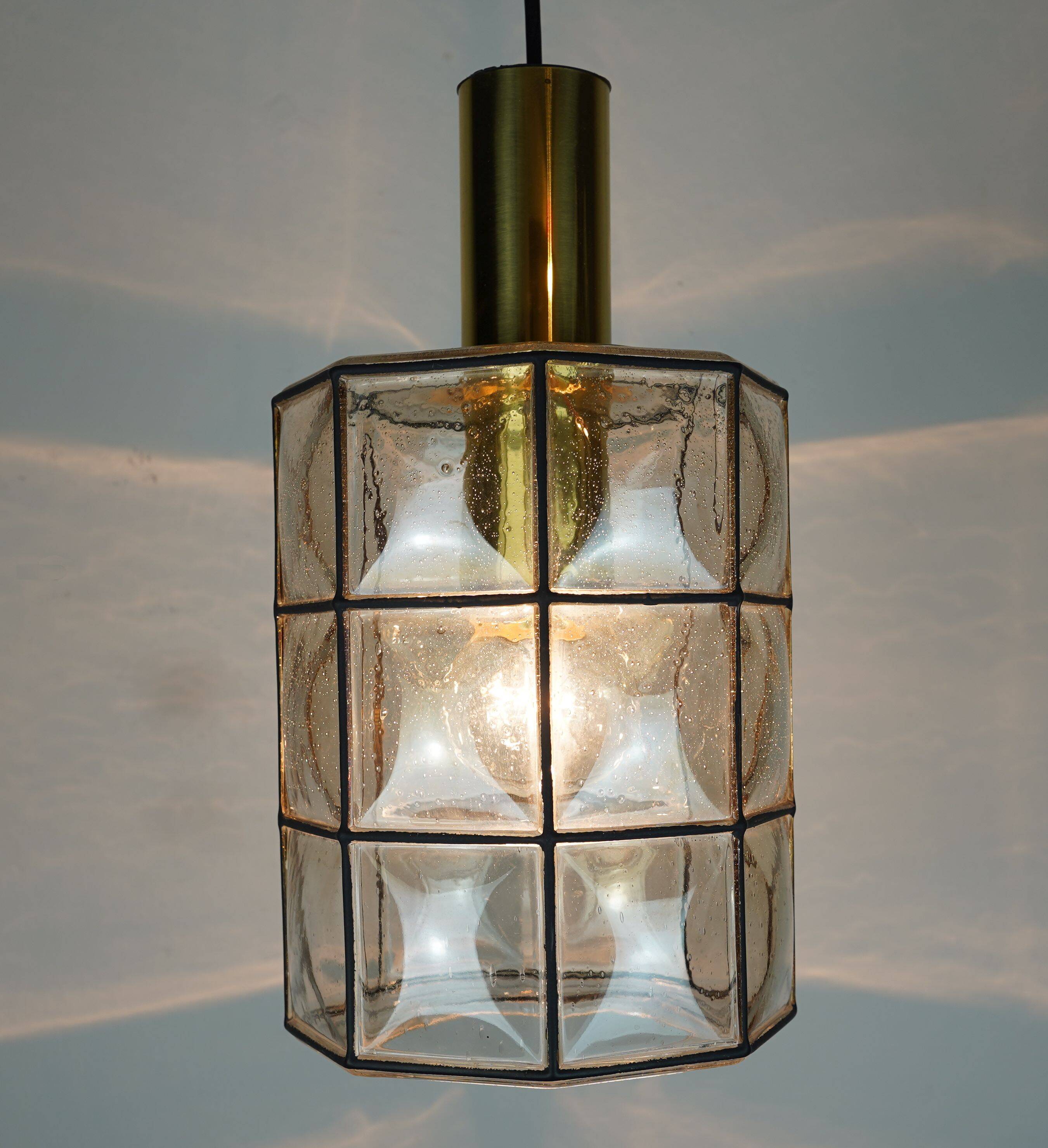glashuette limburg hanging LAMP 1960's 70's glass pendant light model P292