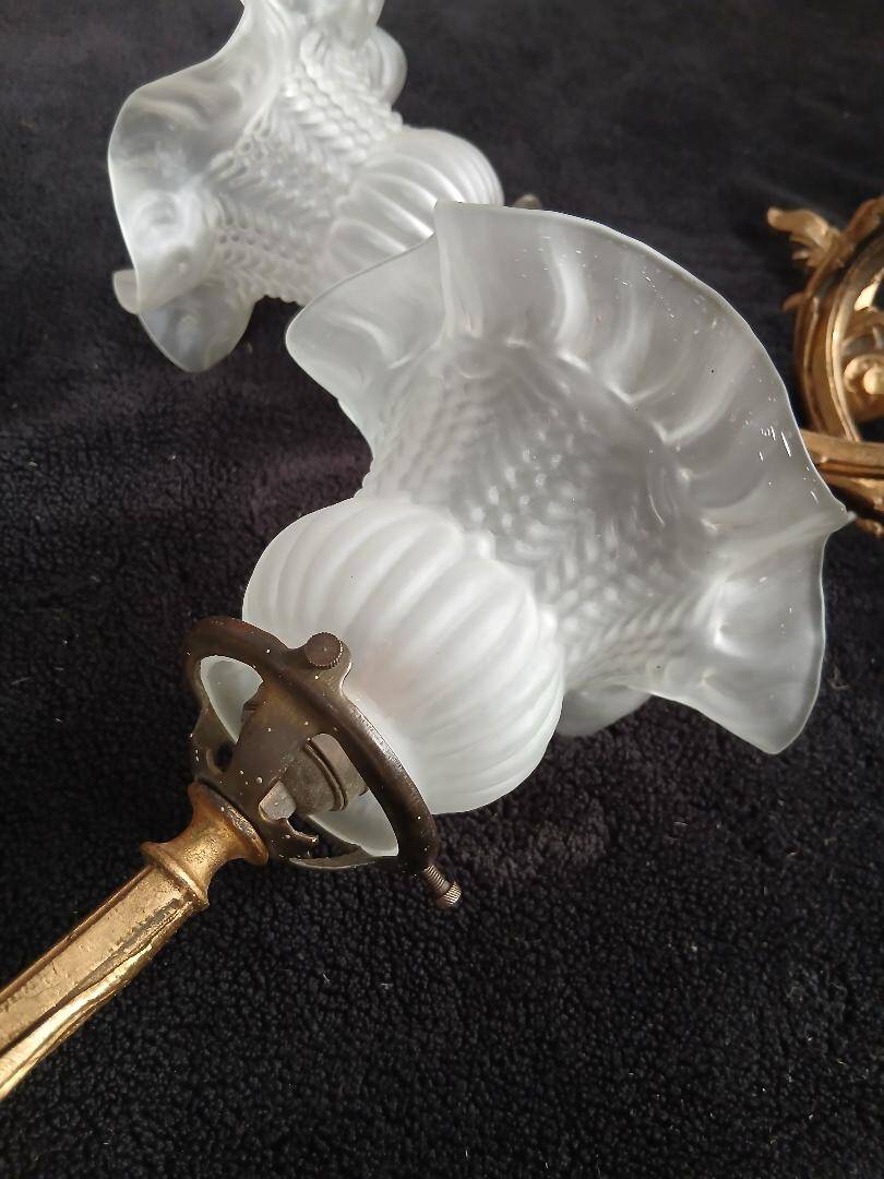 Art Nouveau Bronze Brass Wall Lights Louis XV Style