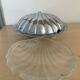 Vintage shell butter dish in silver metal and glass