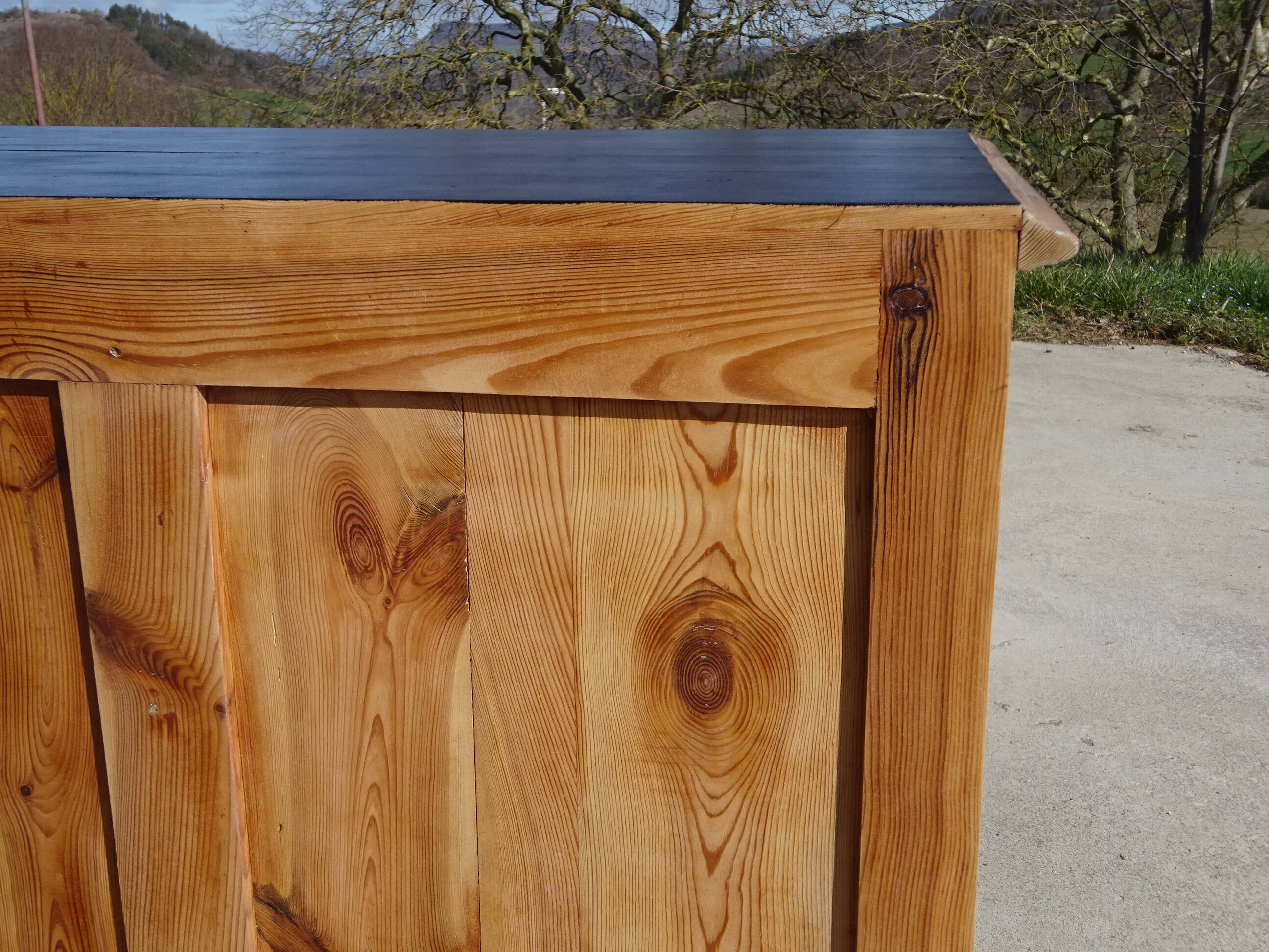 Restored antique pine desk, 9 drawers
