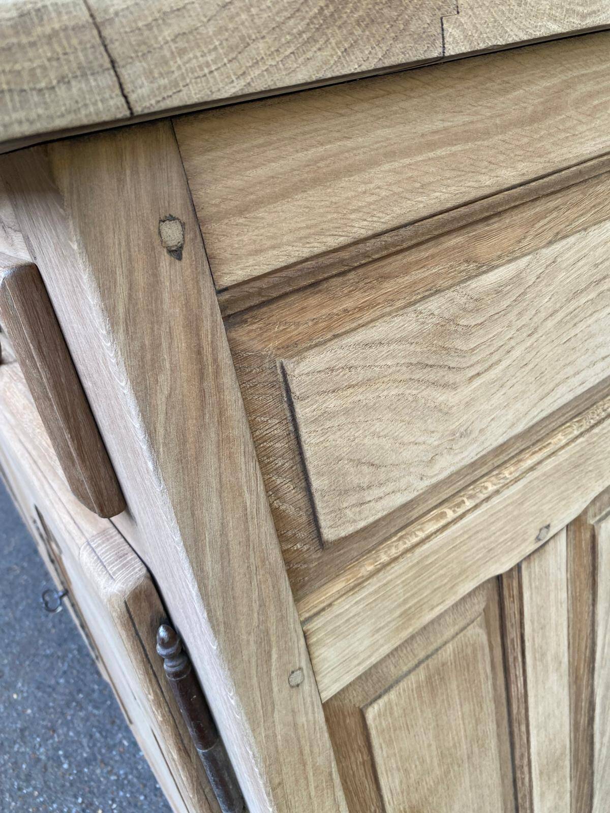 Stripped oak enfilade from 1950, 232cm.