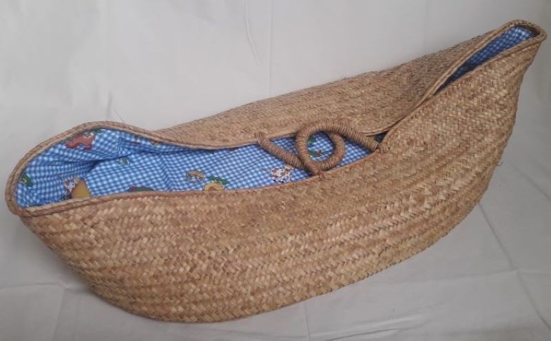 Couffin berceau bébé paille osier vintage