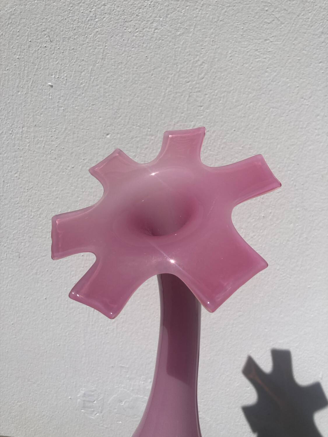 Grand vase fleur opaline rose
