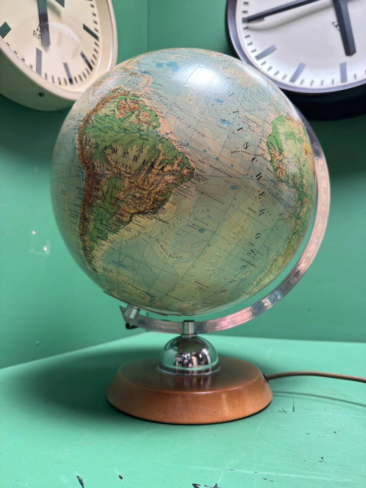 Vintage 1960s German glass globe lamp by JRO Globus Munchen