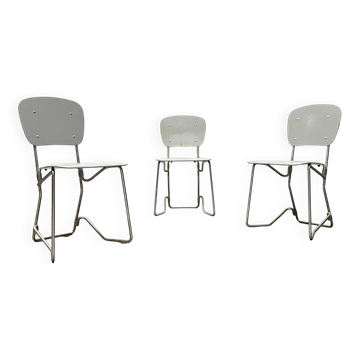 Stackable folding chair in space age style from the mid-century by Armin Wirth for Aluflex, 1960s, set of 3.