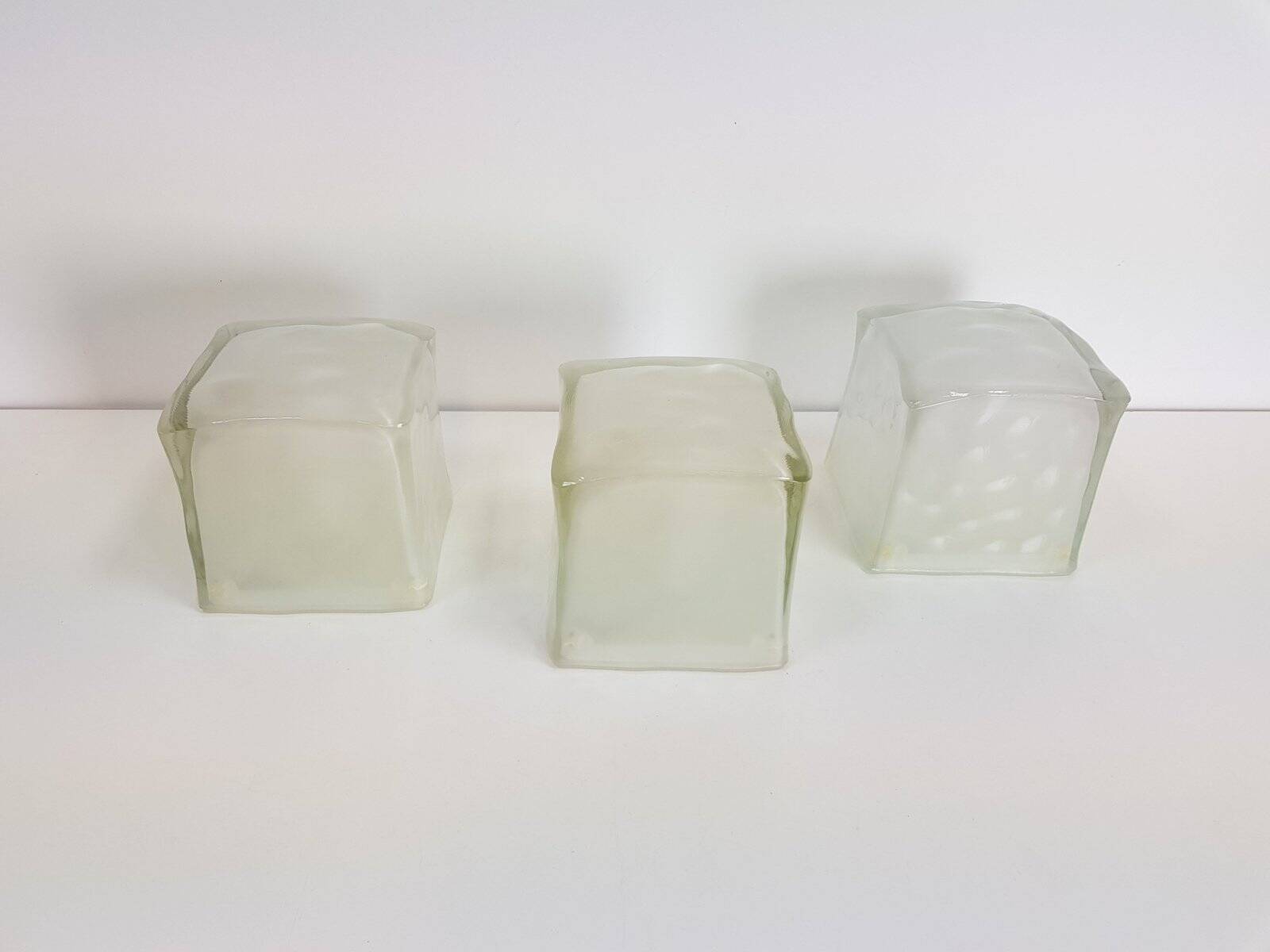 Iviken Ice Cube Table Lamp in Glass from Ikea, 1990s, Set of 3
