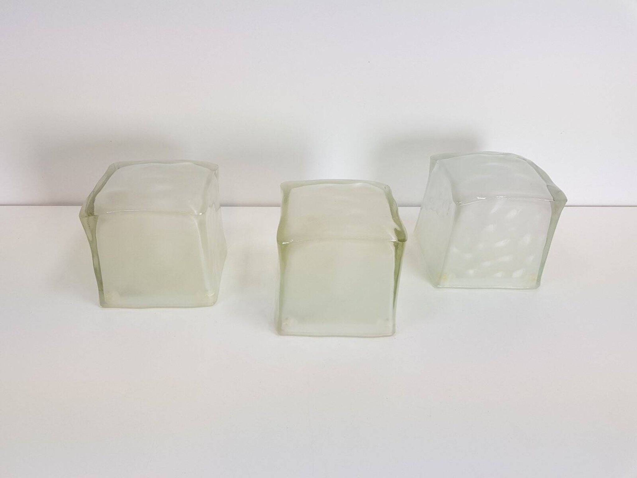 Iviken Ice Cube Table Lamp in Glass from Ikea, 1990s, Set of 3