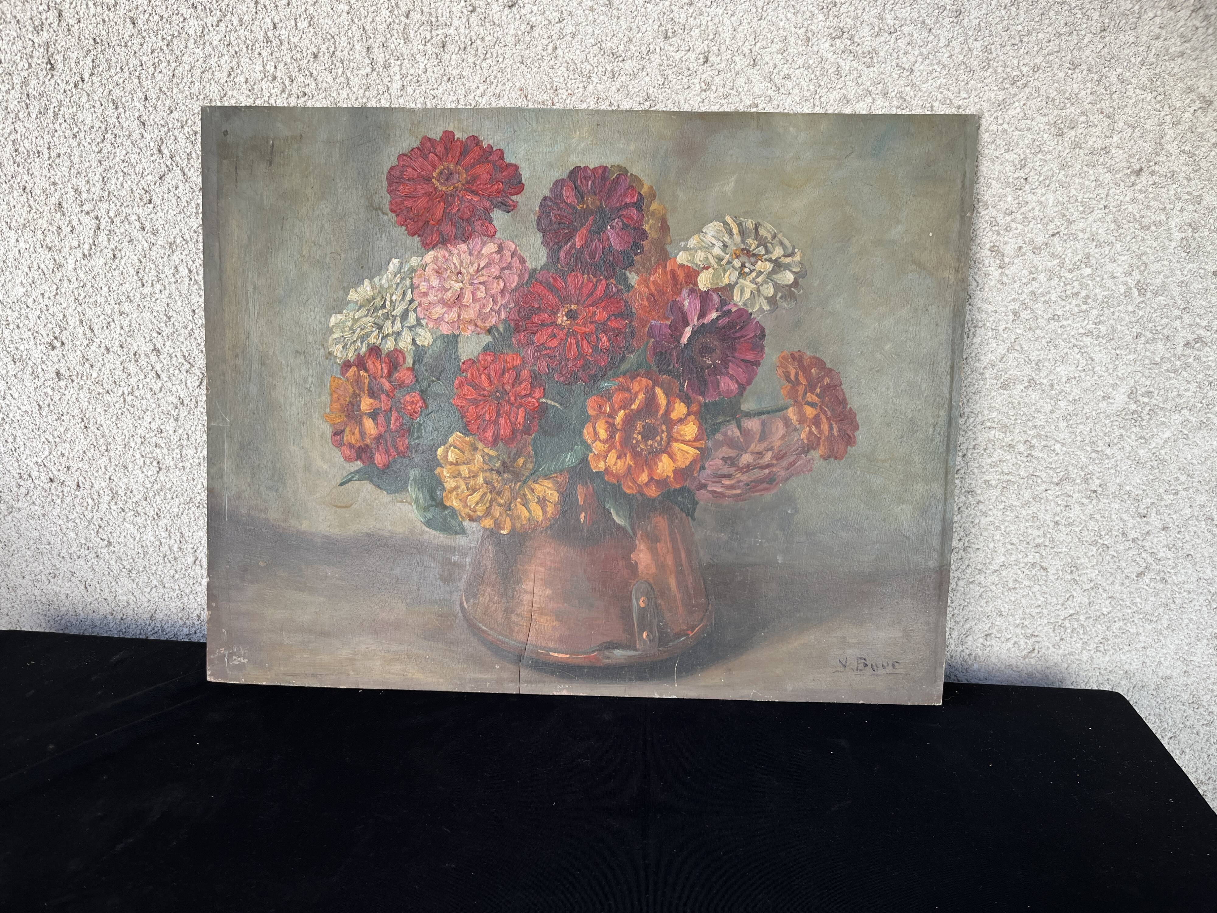 Still Life painting on panel signed 50 x 39