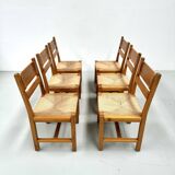 Chaises danoises vintage en pin avec corde en papier par TP Design pour Gm Møbler, années 1970, lot de 6