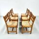 Chaises danoises vintage en pin avec corde en papier par TP Design pour Gm Møbler, années 1970, lot de 6