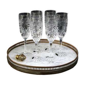 6 champagne flutes Cristal de Lorraine