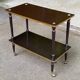 Double-tray rosewood serving trolley on gilded casters