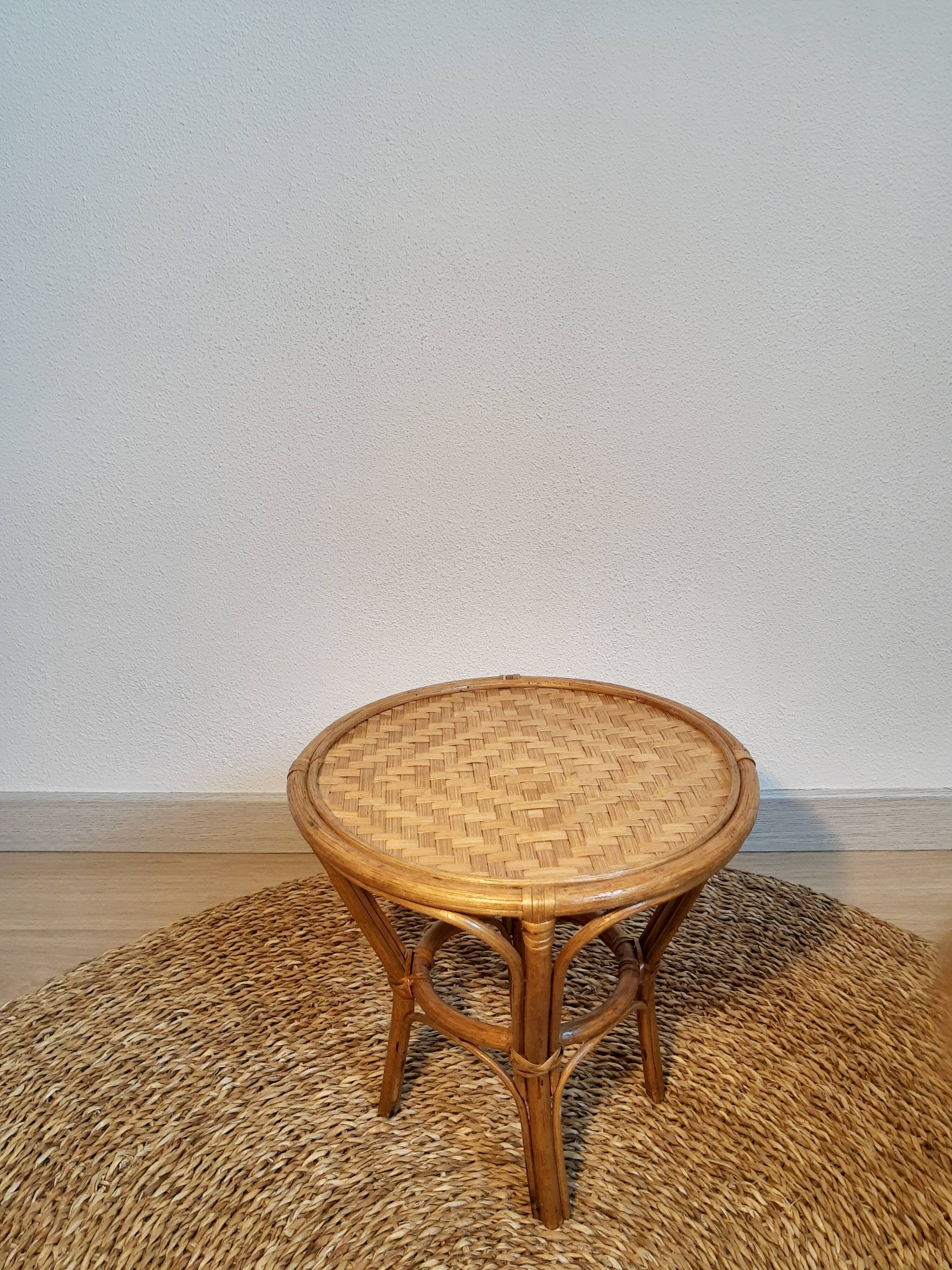 Plant holder in rattan and vintage bamboo