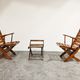Pair of wooden folding garden chairs with table, 1950s