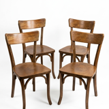 Set of 4 "Bandeau" bistro chairs in bent beech, Thonet style – 1