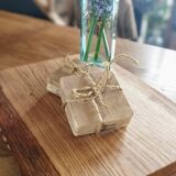 Solid oak farmhouse table with two-plank top