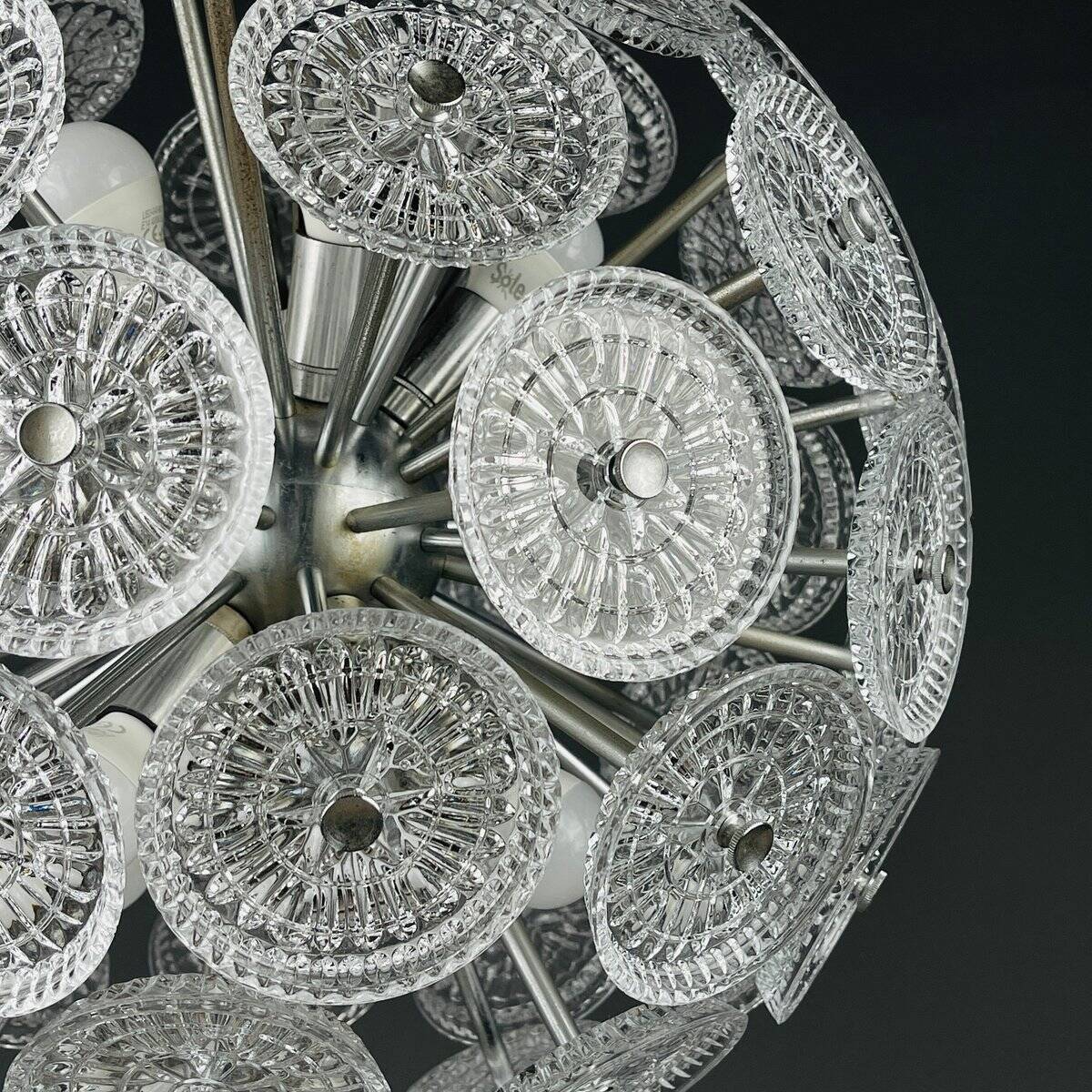 Vintage crystal dandelion lustre, Italy, 1960s