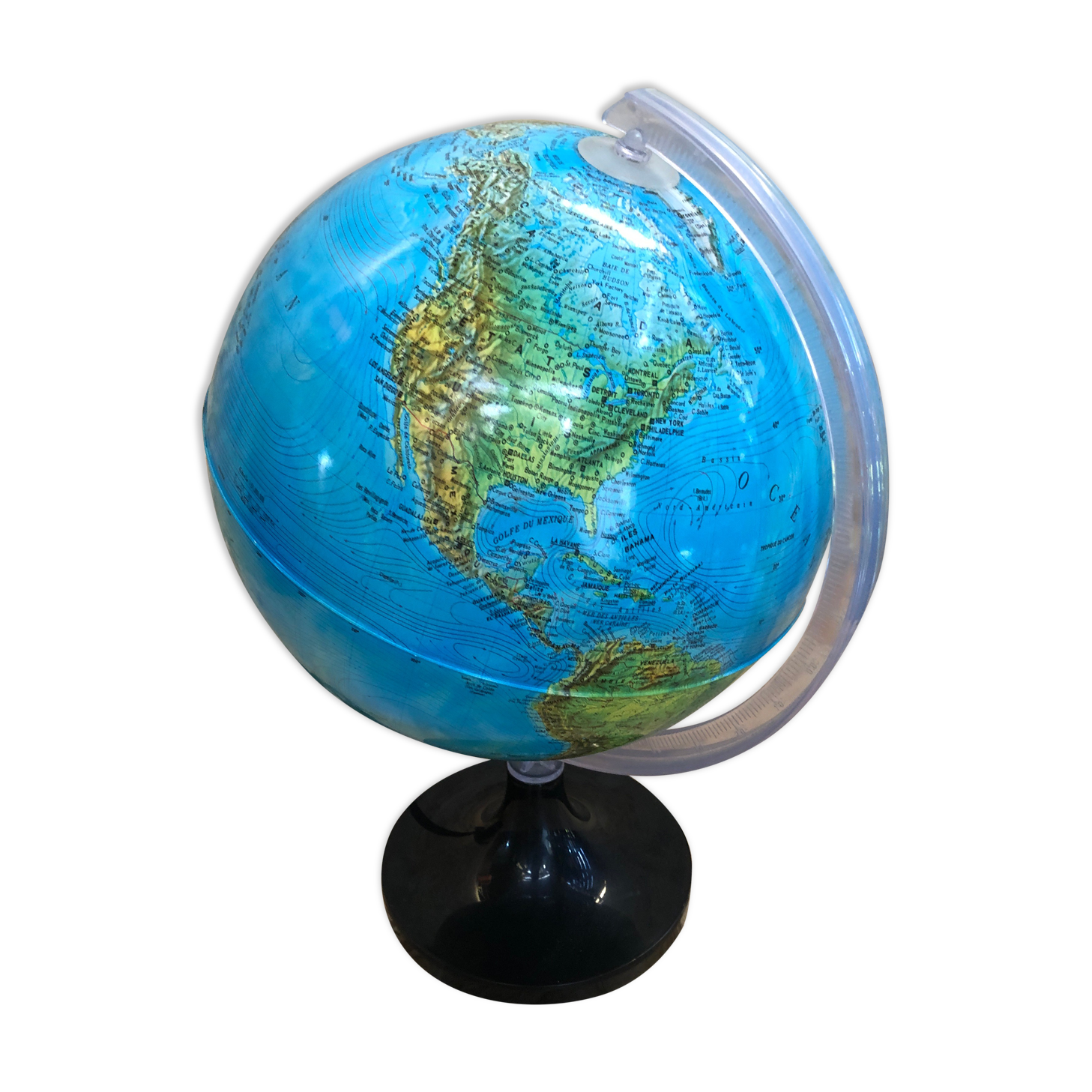 Old globe world map made in vintage Italy