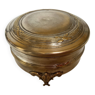 Antique silver-plated tripod box in the Louis XVI style.