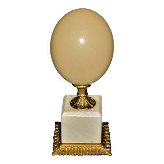 Ostrich egg on marble base