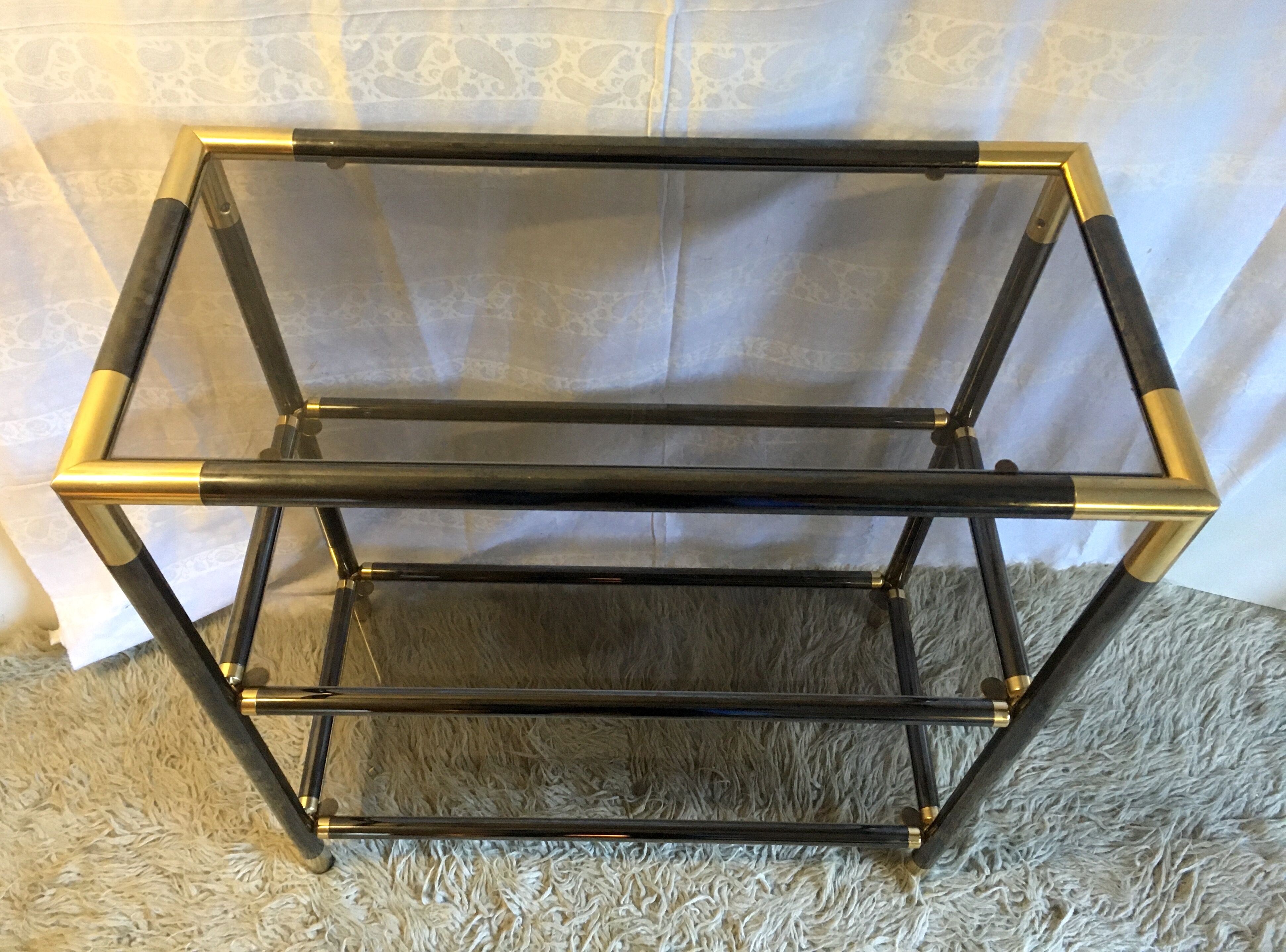 Smoked glass brass library - 70s