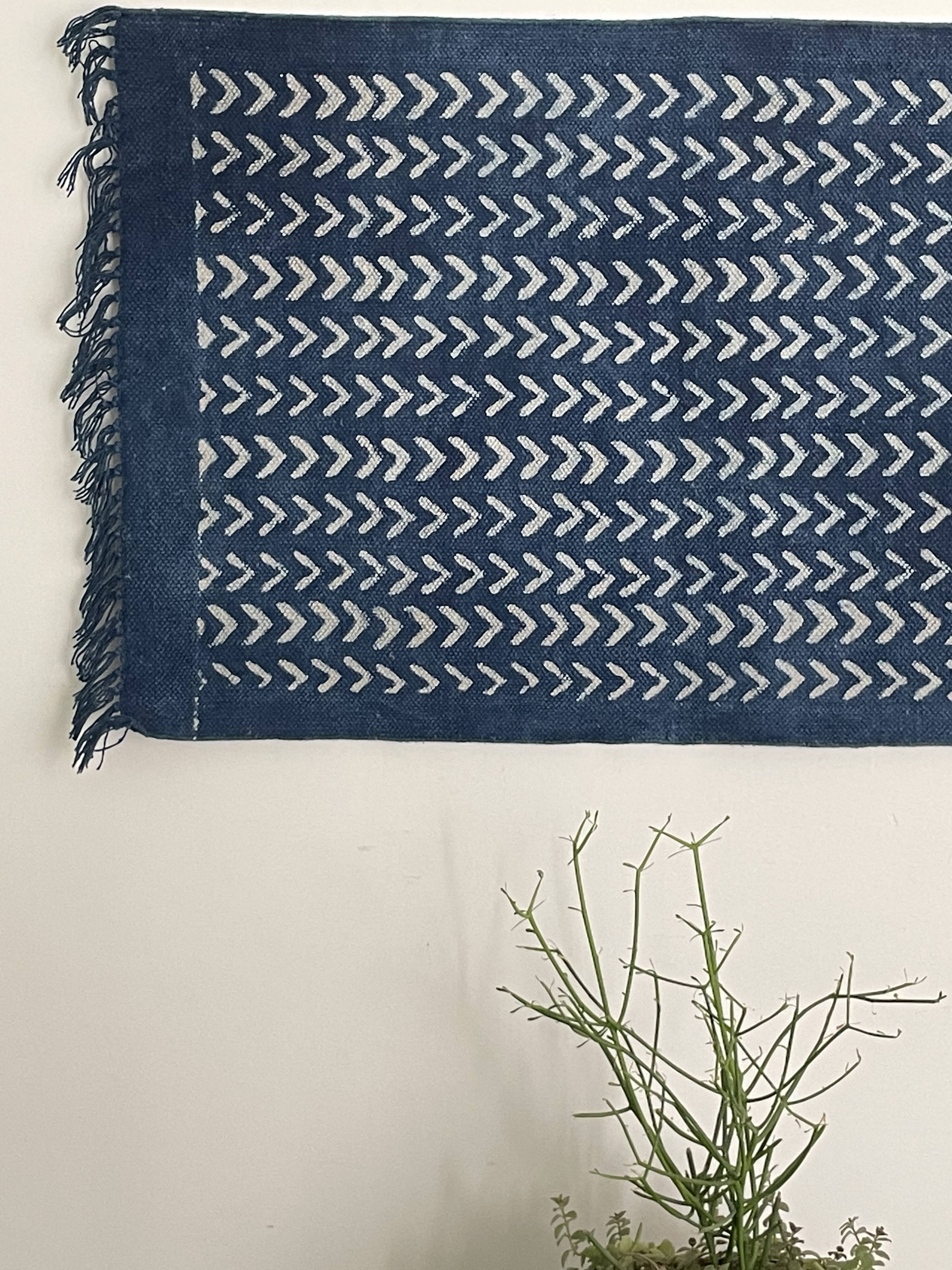 2x3 ft - cotton hand weaved hand block printed indigo tapestry,wall art,traditional wall decor.