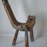Brutalist wooden chair tripod XXth