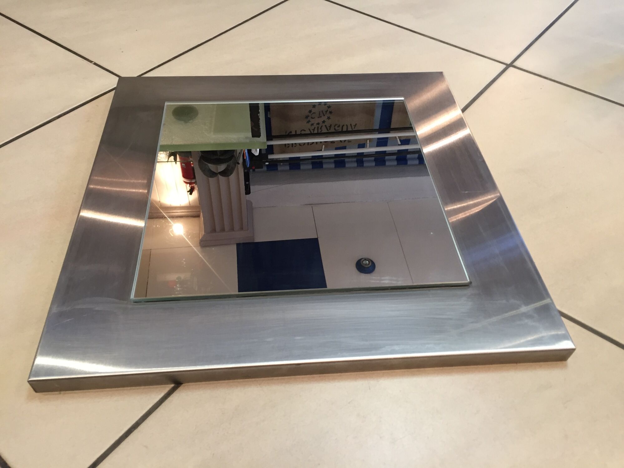 Square mirror 45x45cm 1970s stainless