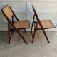 Vintage folding cane and wood chairs