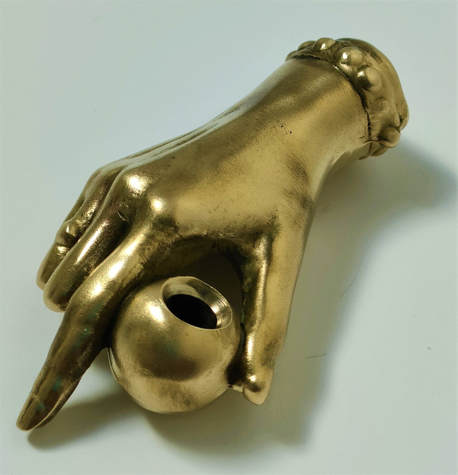 hand bronze art paperweight pen holder early XXth
