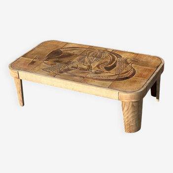 Table basse Raymonde Leduc modèle "Colombe" Vallauris 1960