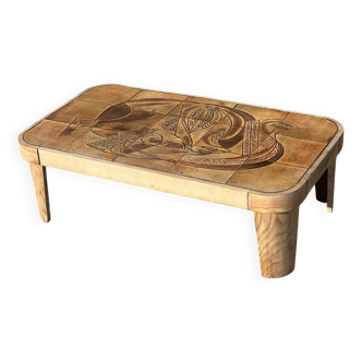 Table basse Raymonde Leduc modèle "Colombe" Vallauris 1960