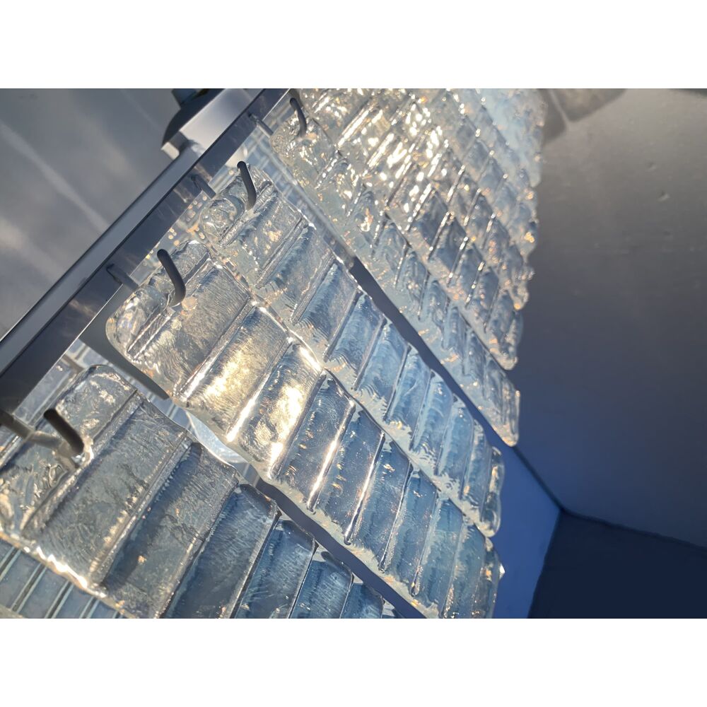Opalino striped “listelli” murano glass rectangular chandelier
