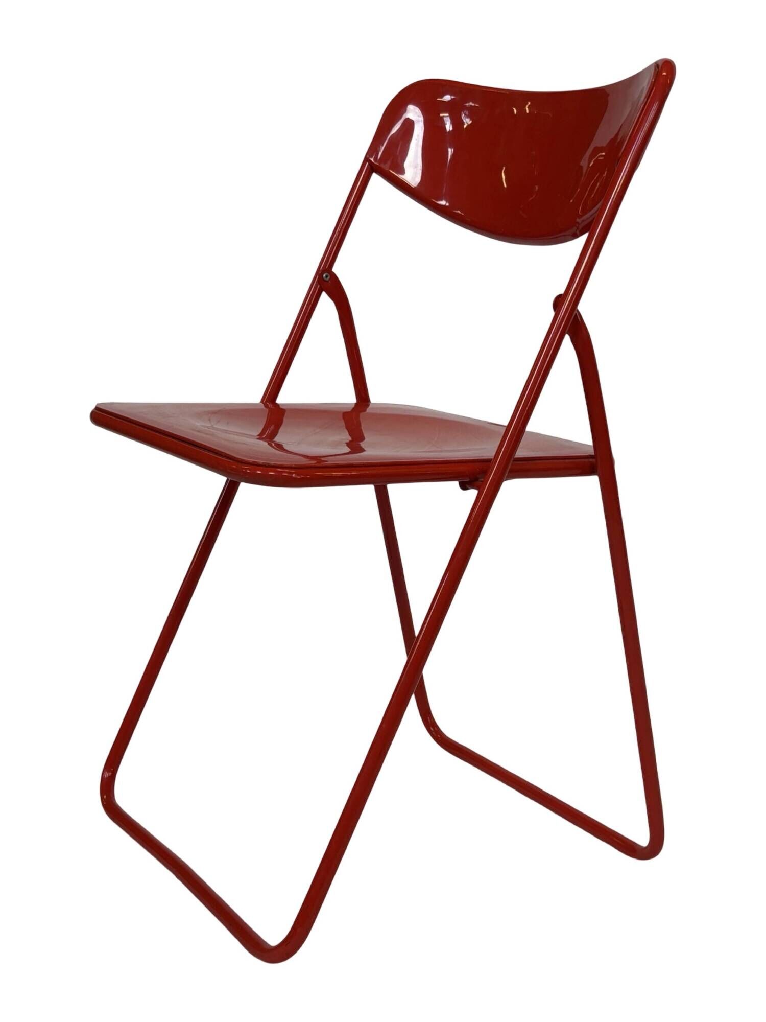Vintage TED Folding Chair Design by Niels Gammelgaard 1980s Ikea in Red