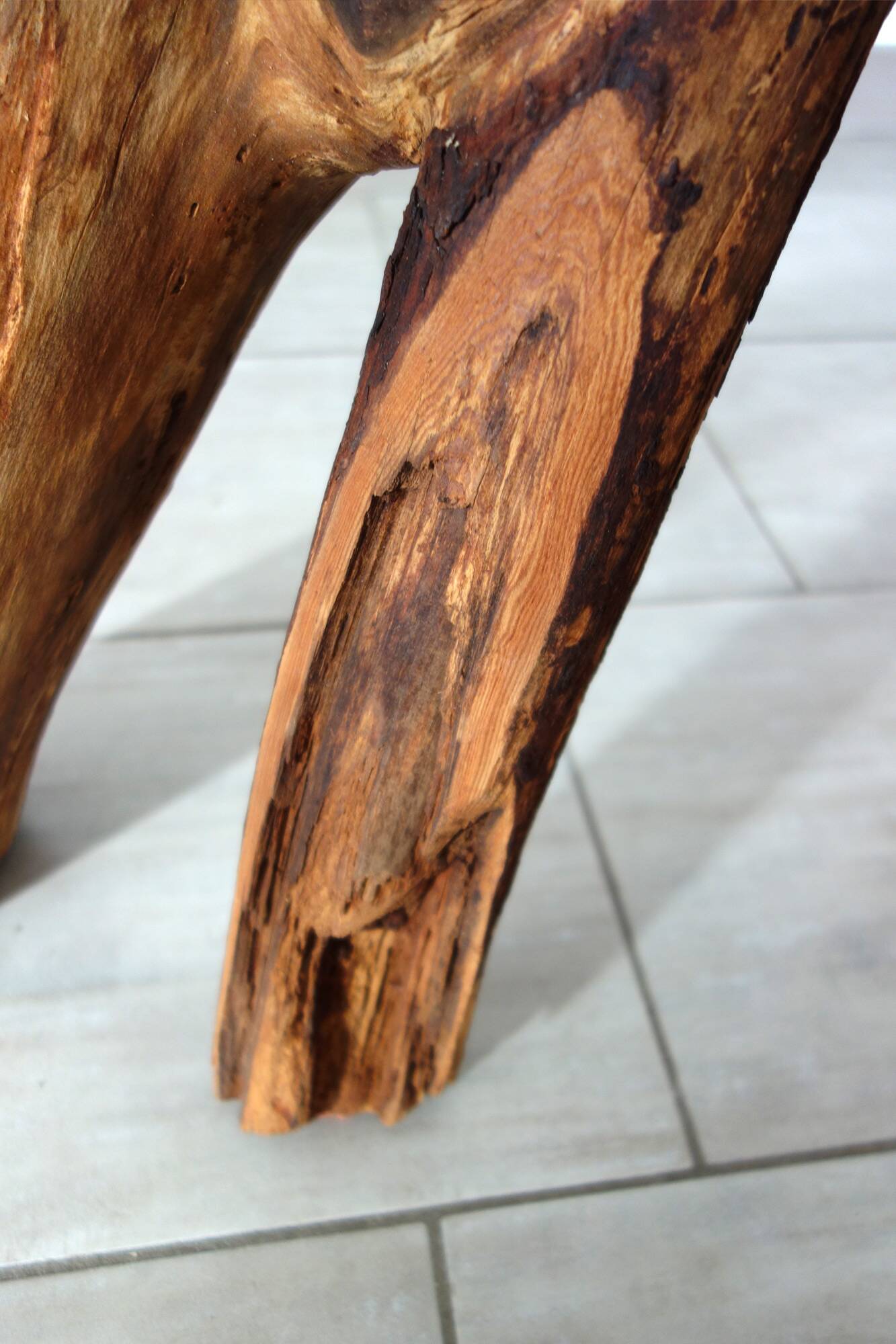 Vintage wooden brutalist stool or plant stand