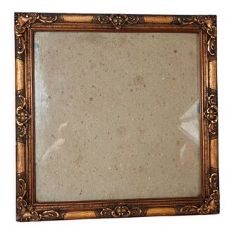 Old square frame 27x27 foliage 24x24 cm gilded stucco wood + glass SB113
