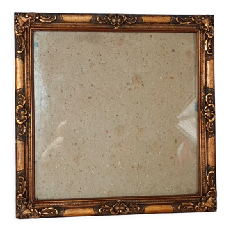 Old square frame 27x27 foliage 24x24 cm gilded stucco wood + glass SB113