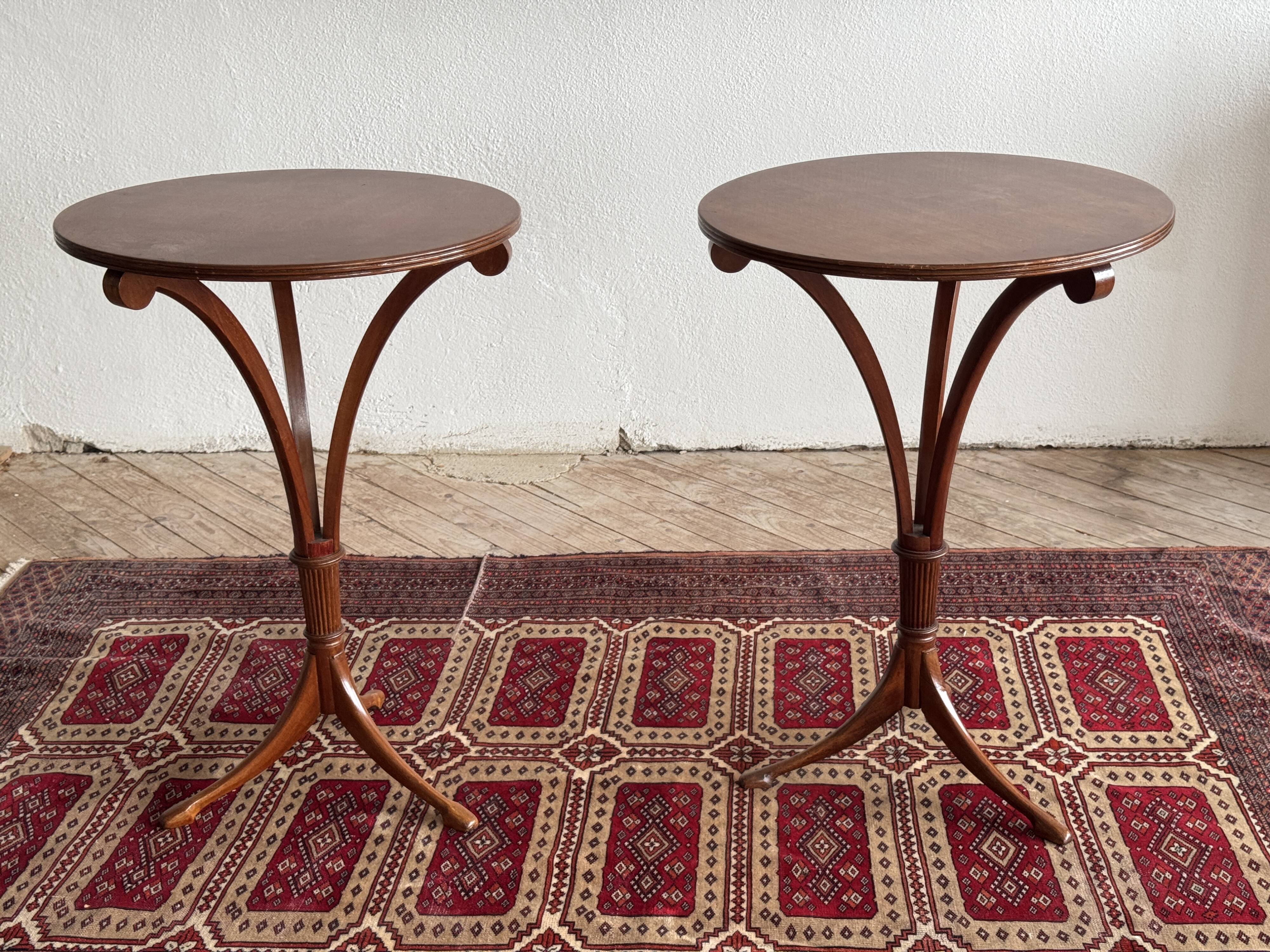 Pair of victorian empire style mahogany tables, 20th century
