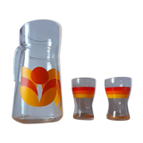 Carafe service and 2 glasses 70s