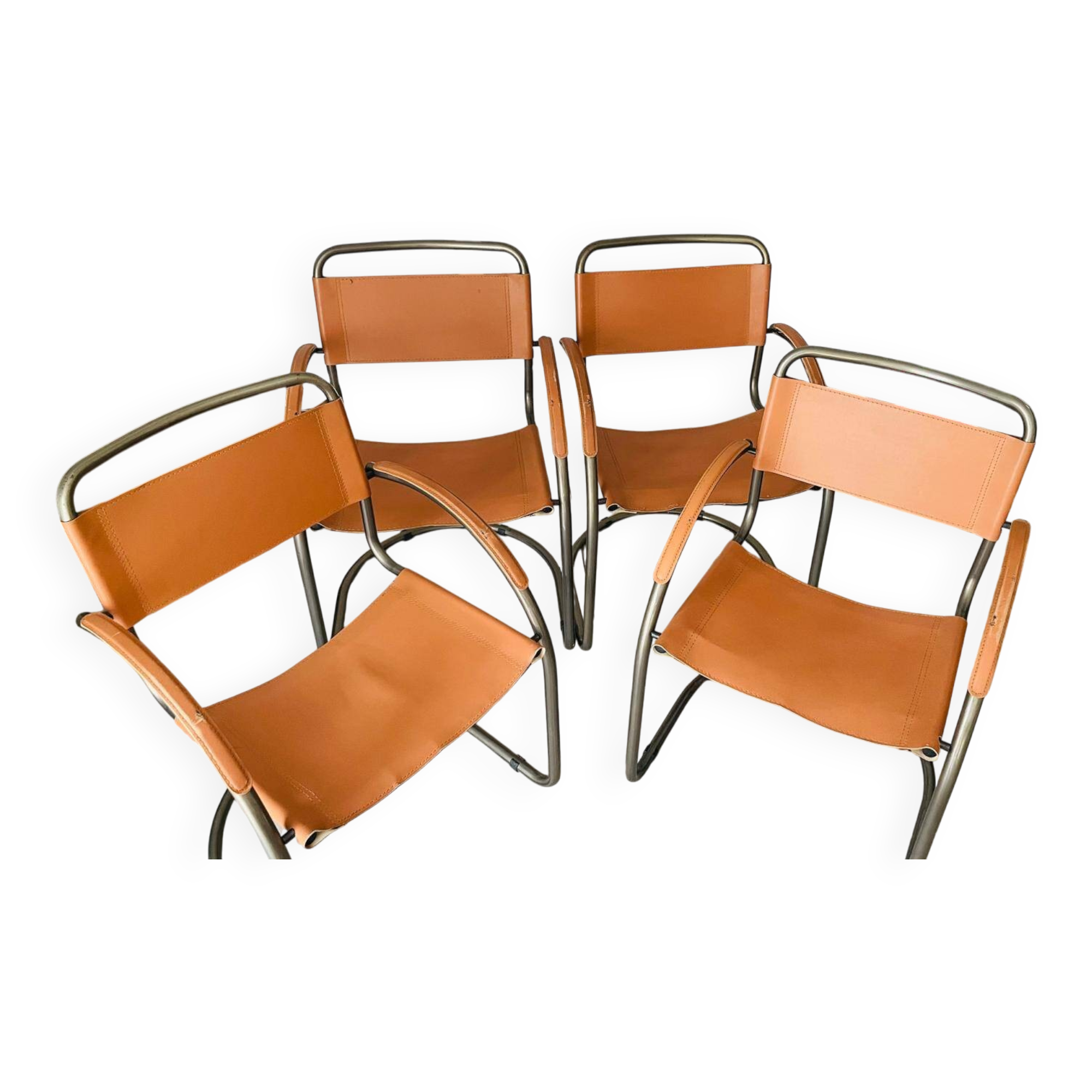 Set of 6 vintage tubular armchairs