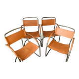 Set of 6 vintage tubular armchairs