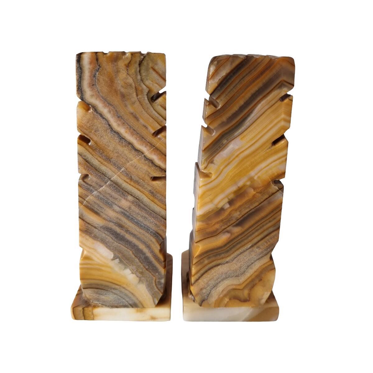 Vintage Marble Aztec Maya Bookends, 1950s