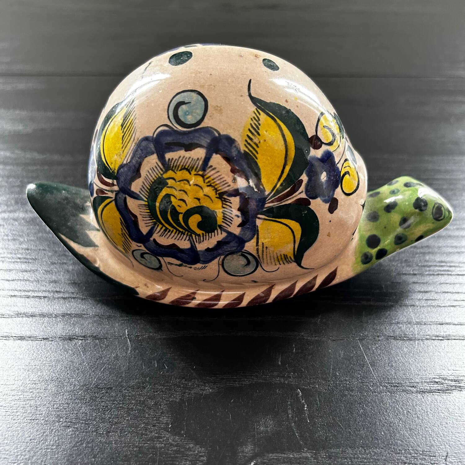Painted stoneware snail