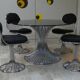 Margot chairs and Tulip dining table by Gastone Rinaldi for Rima, Italy, 1968, set of 5.