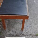 1960s brown wooden coffee table with integrated black top - Mid-Century style