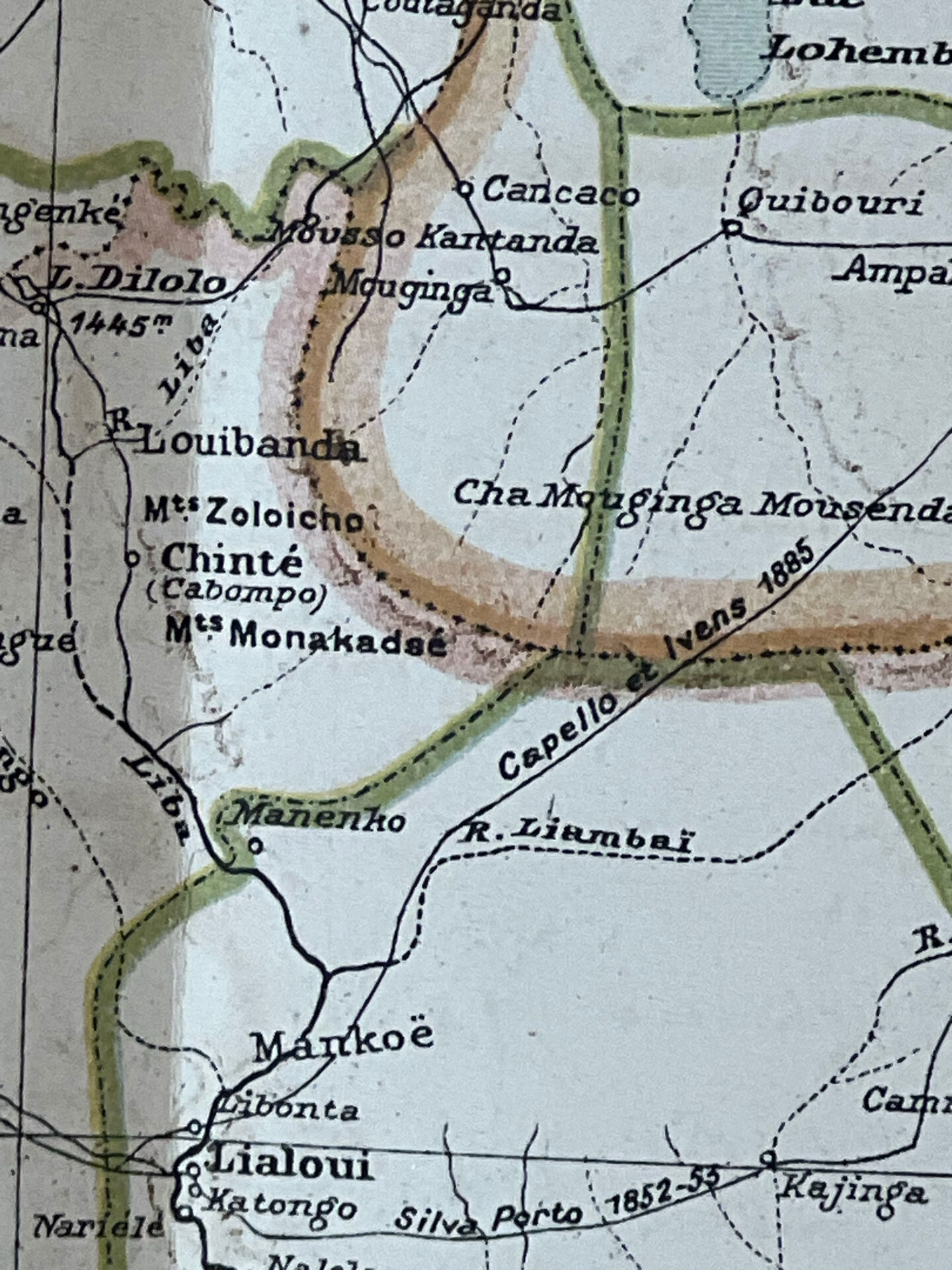 Original map of Zambezi and Congo 53x37cm 1905