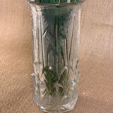 Vase ancien cylindrique de style années 40 en verre épais