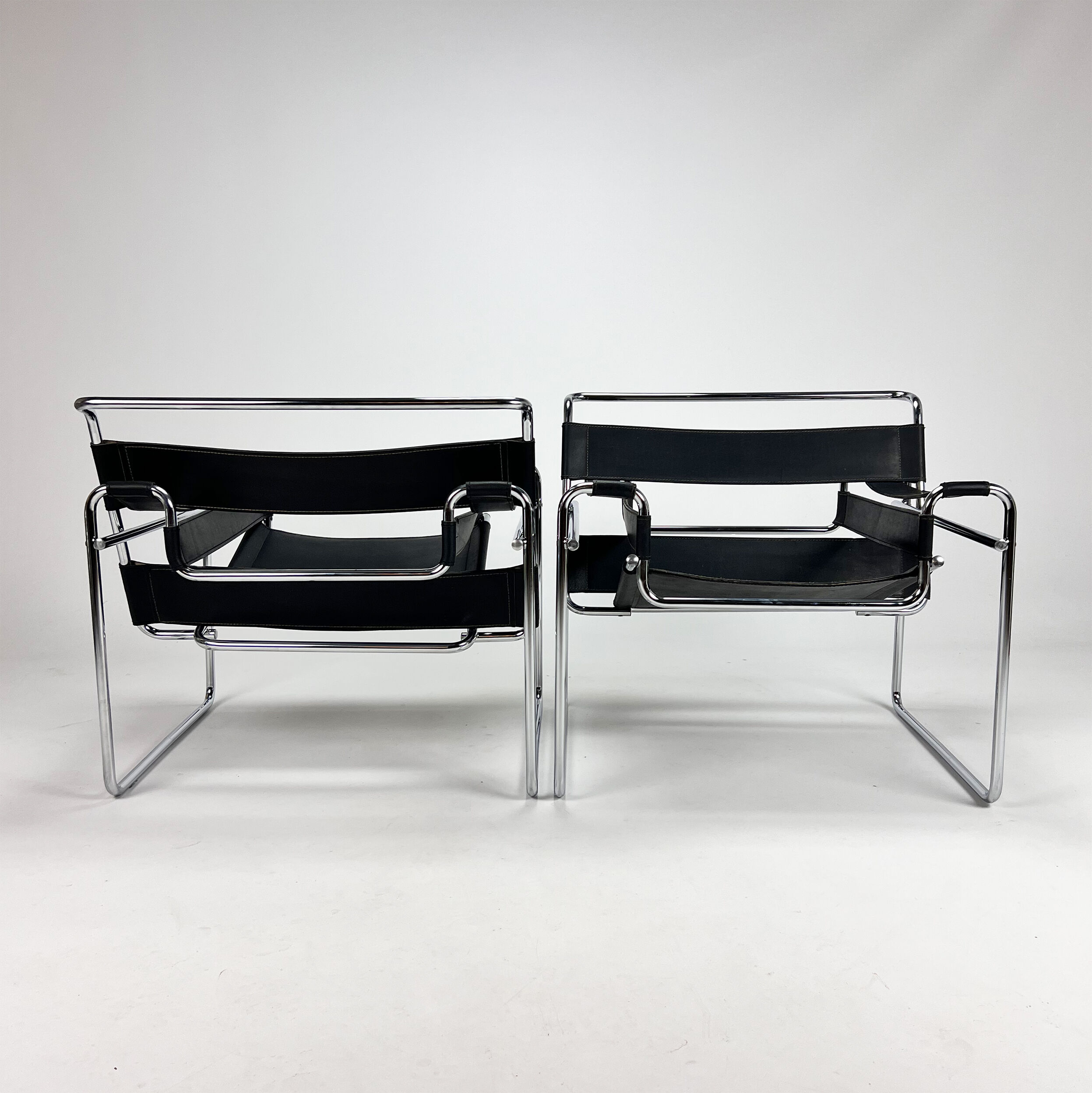 Set of 2 Wassily B3 Chairs by Marcel Breuer, 1980s