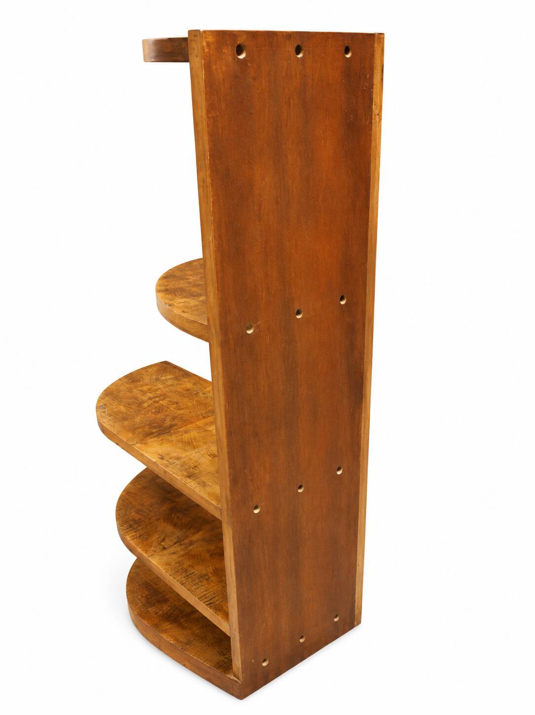 Art Deco corner shelf in French walnut, 1950.