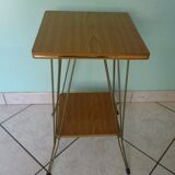 Formica side shelf, 2 shelves, gold metal - 60s